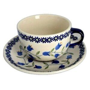 Authentic Vintage Boleslawiece Polish Pottery Cup & Saucer